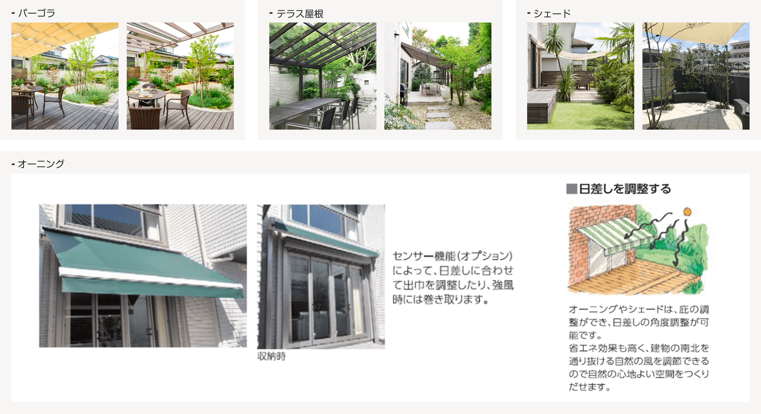 日よけや目隠しの設置